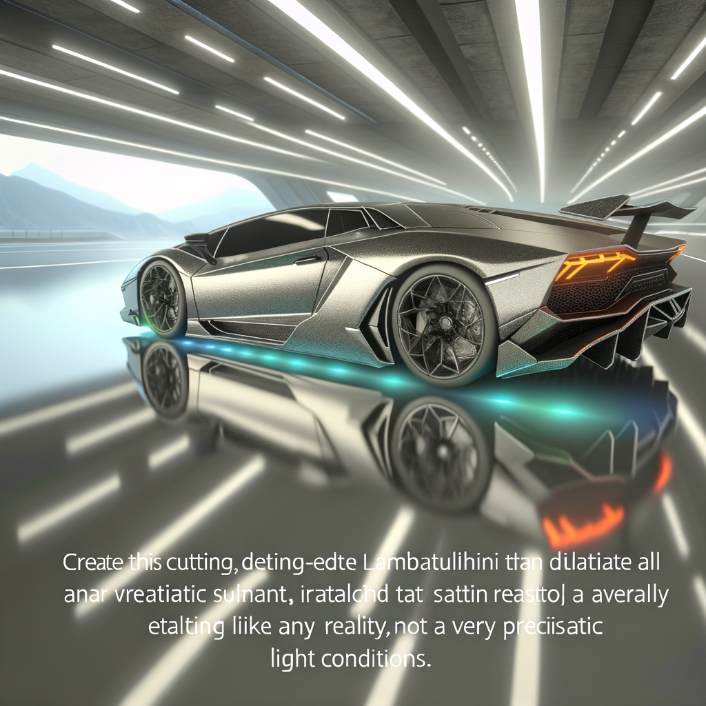 Sleek Lamborghini supercar on futuristic road.