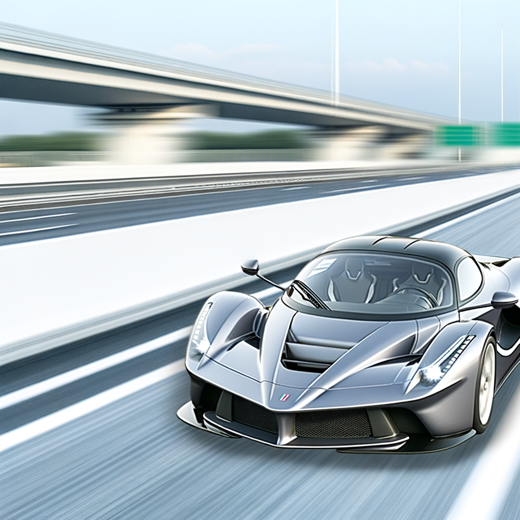 Sleek Lamborghini supercar on modern highway.