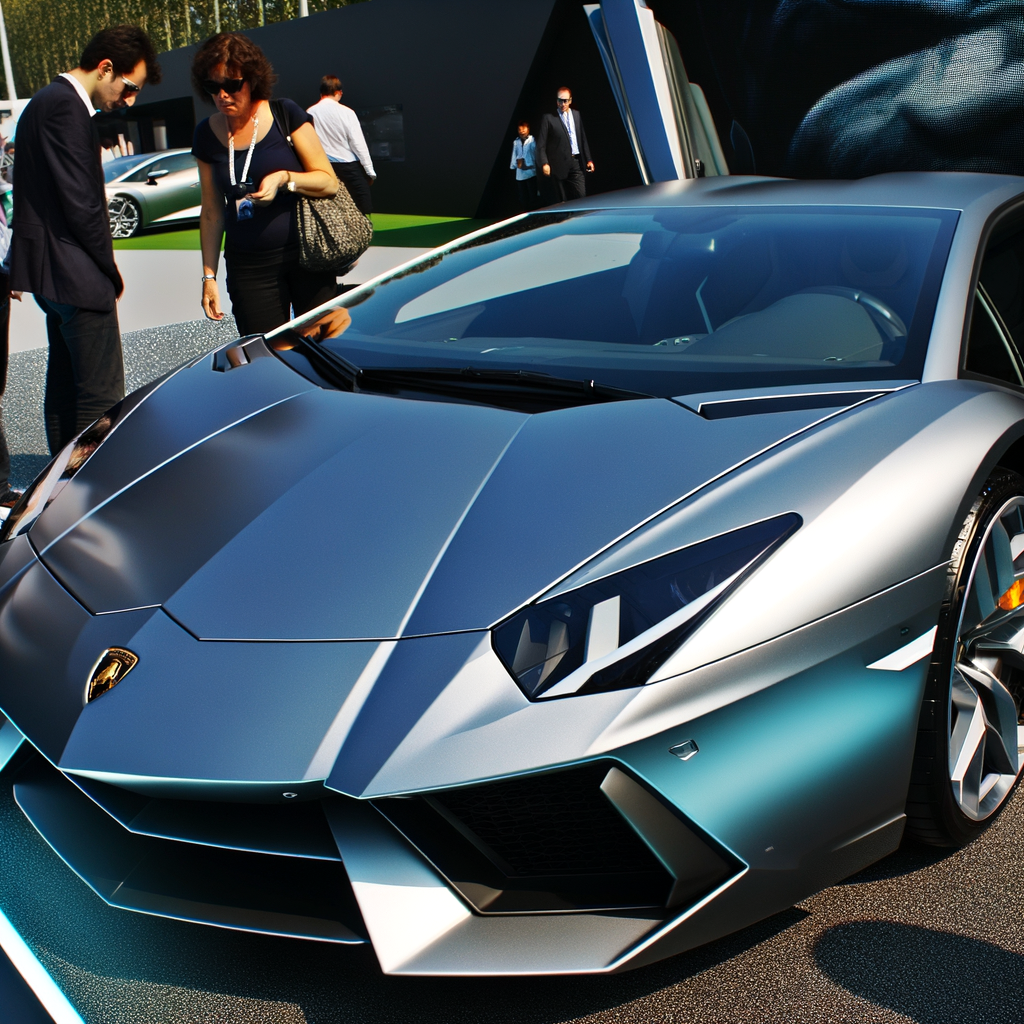 Sleek Lamborghini supercar with hybrid engine.