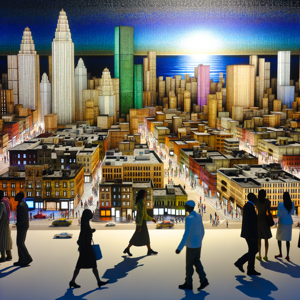 Vibrant cityscape merging art and technology.