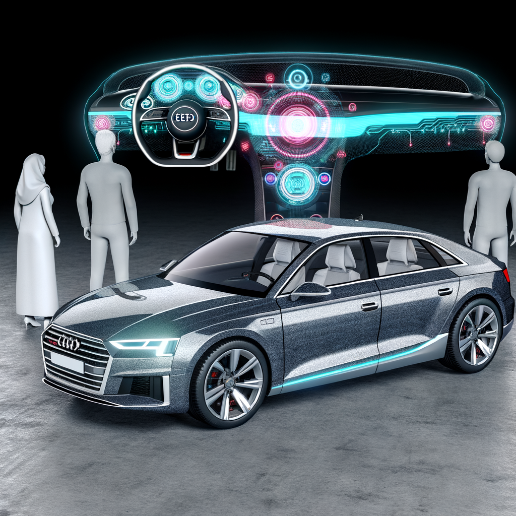 Audi car with futuristic AI interface display.