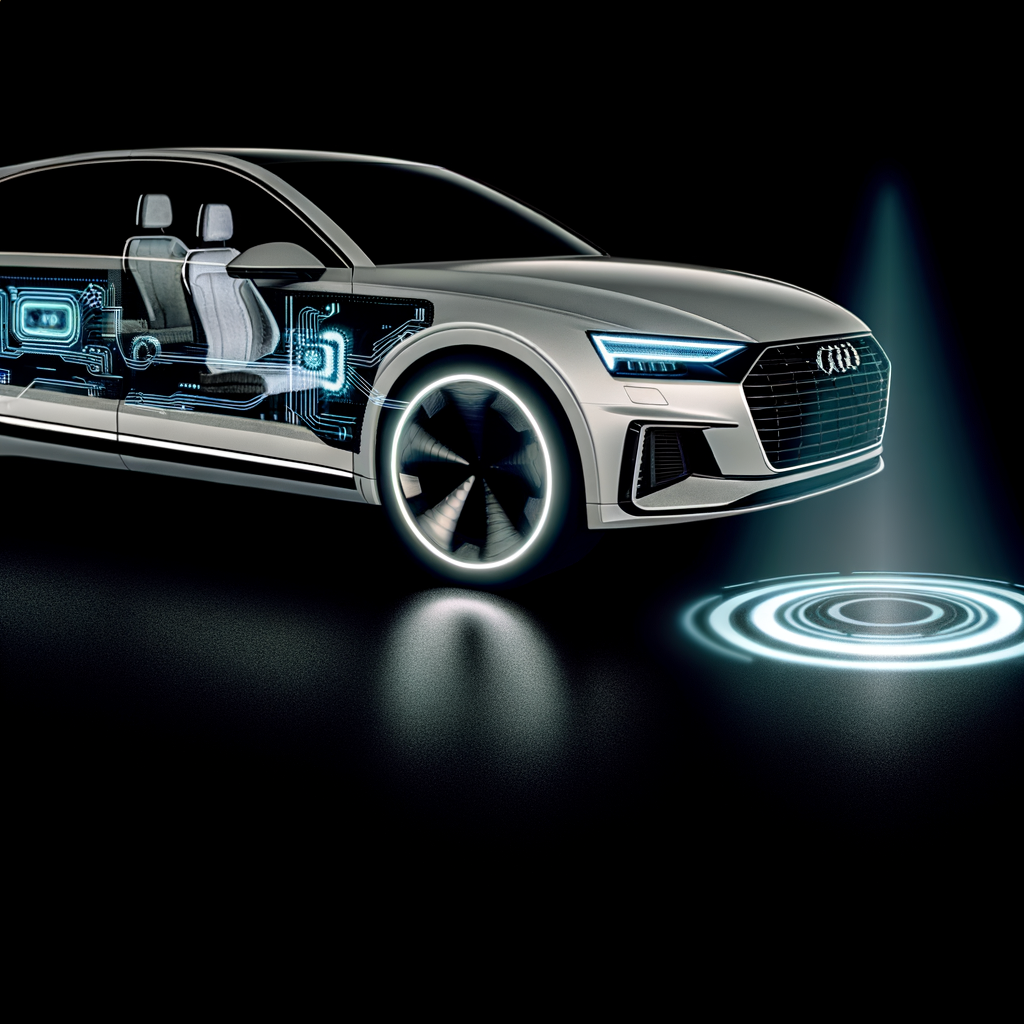 Futuristic Audi car with AI interface.