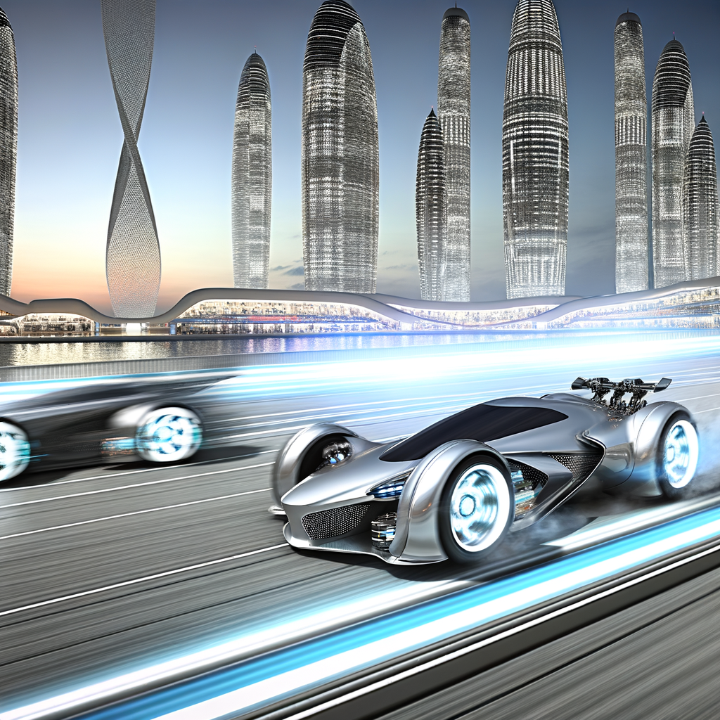 Innovative cars race towards futuristic success.