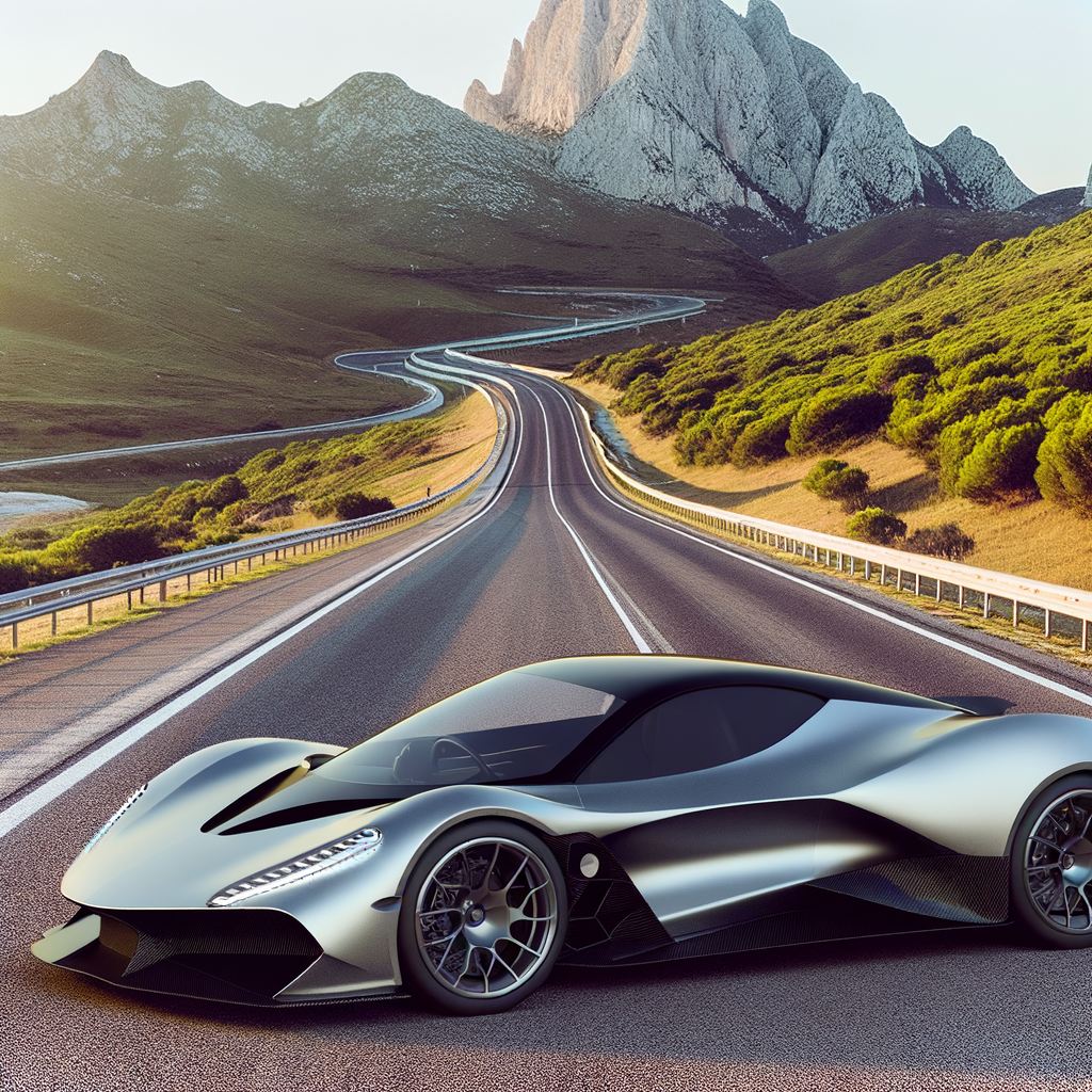 Sleek Lamborghini supercar on scenic highway.