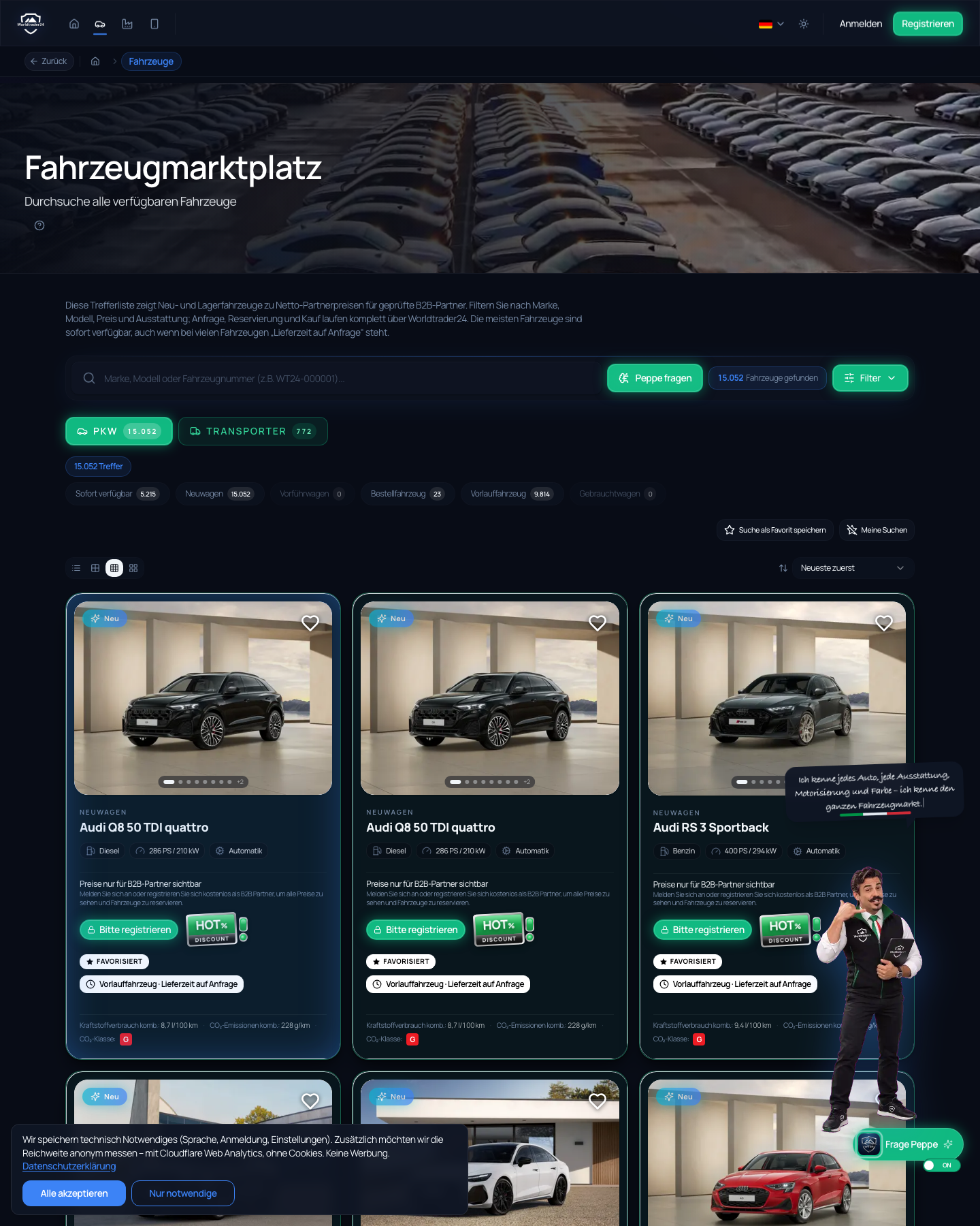 WorldTrader24 Fahrzeugsuche Snapshot