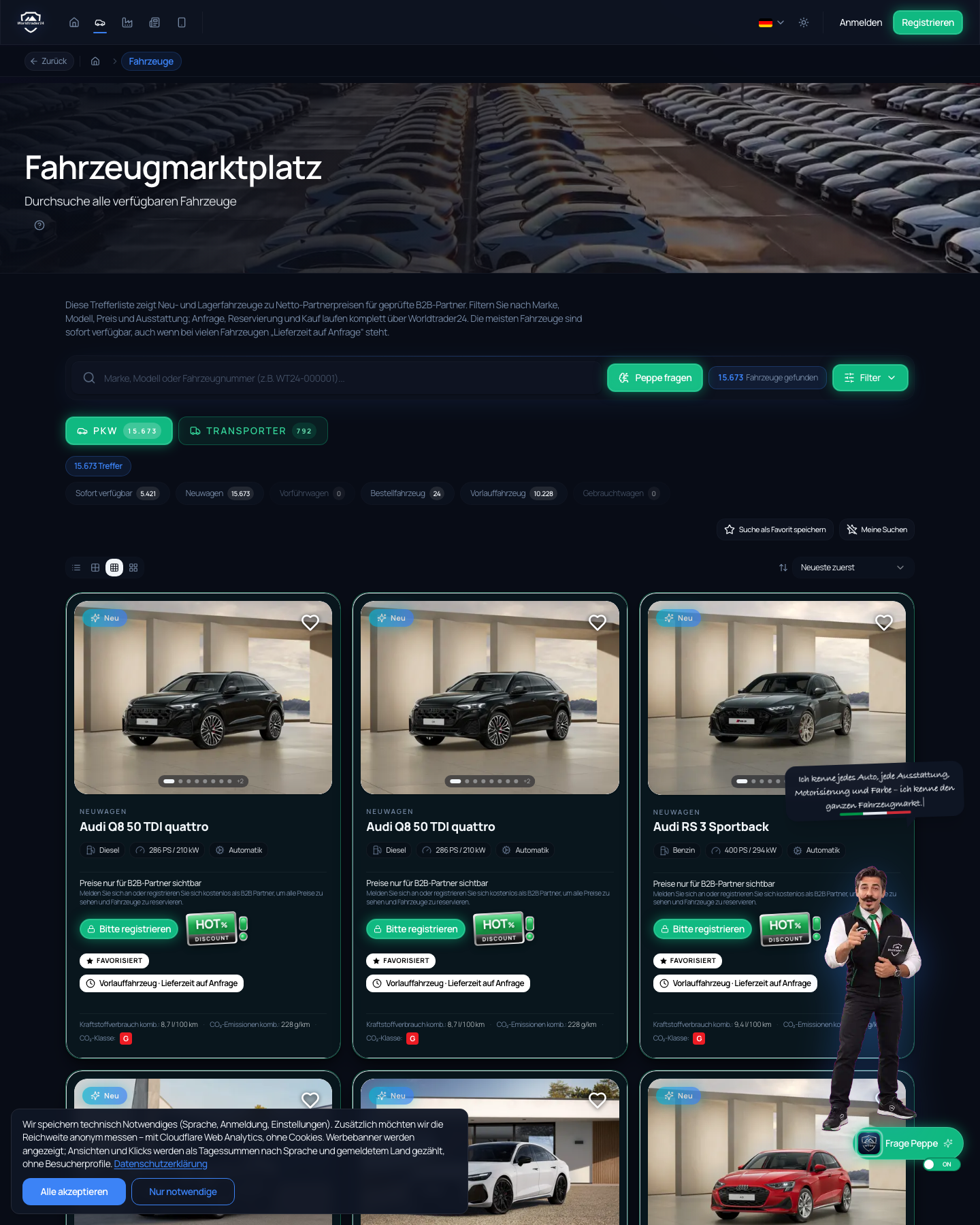 WorldTrader24 Fahrzeugsuche Snapshot