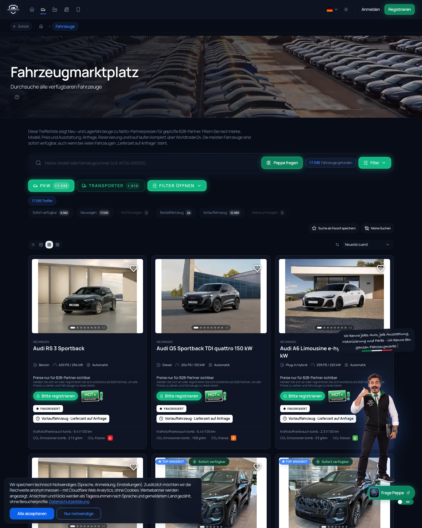 WorldTrader24 Fahrzeugsuche Snapshot