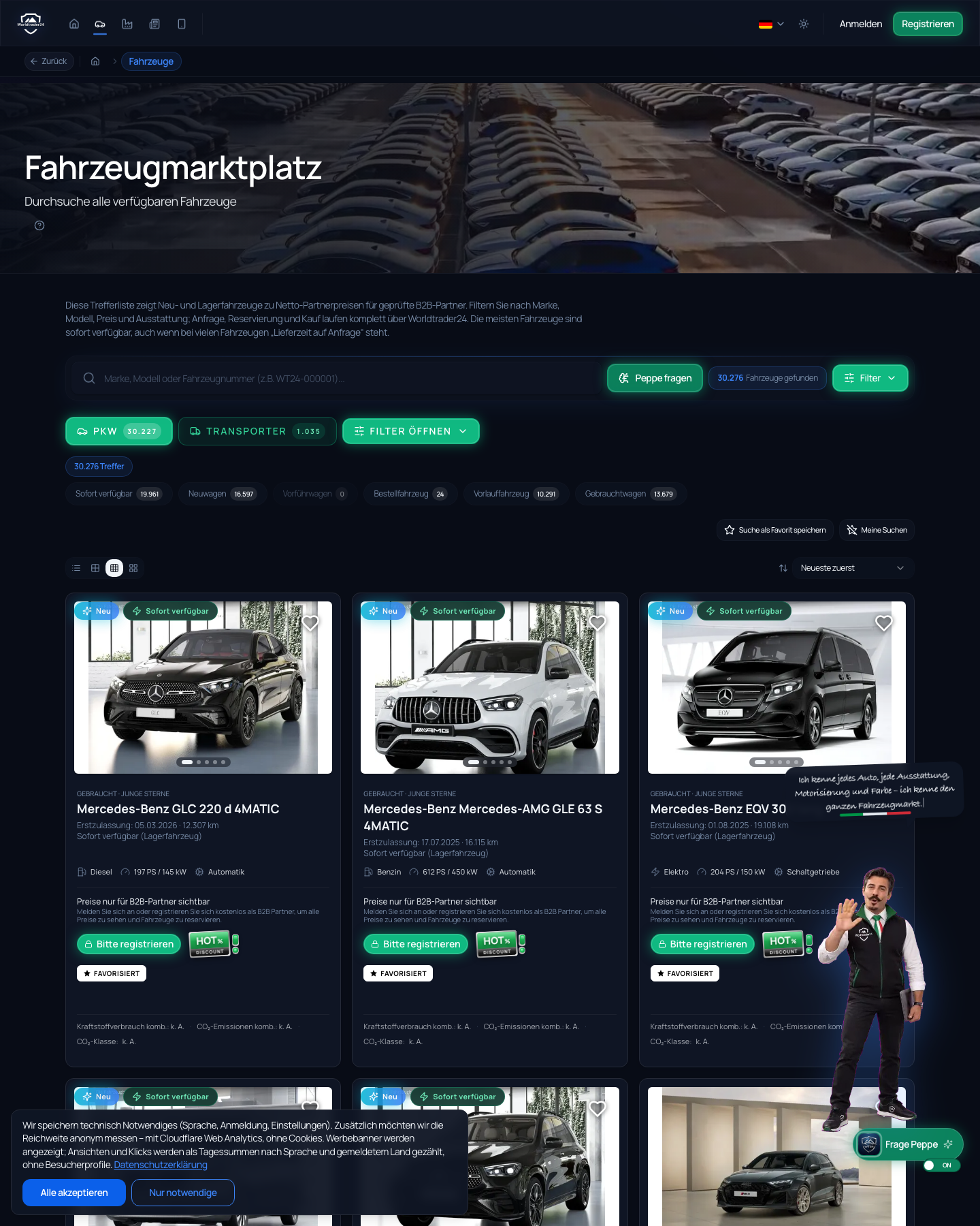 WorldTrader24 Fahrzeugsuche Snapshot