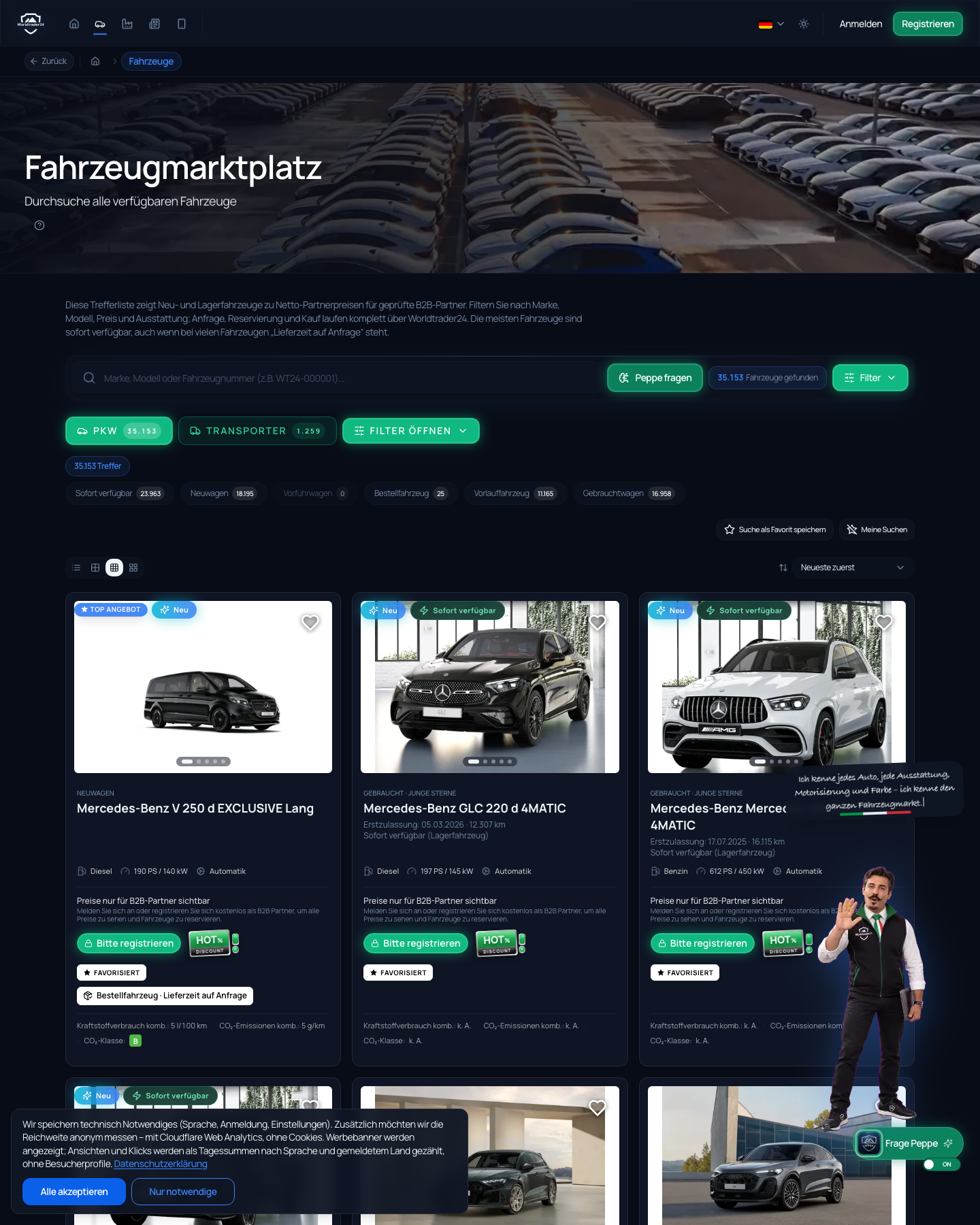 WorldTrader24 Fahrzeugsuche Snapshot