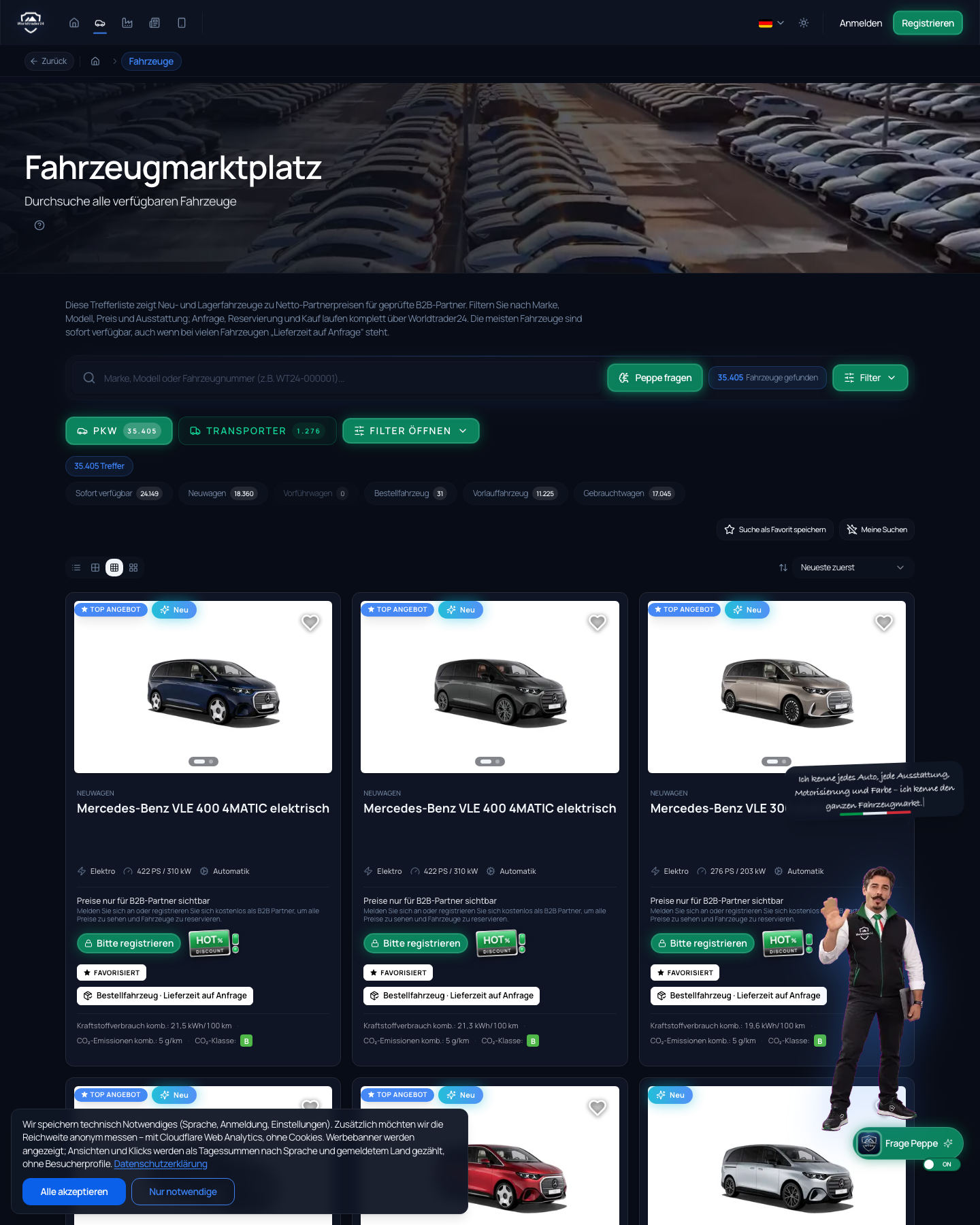WorldTrader24 Fahrzeugsuche Snapshot