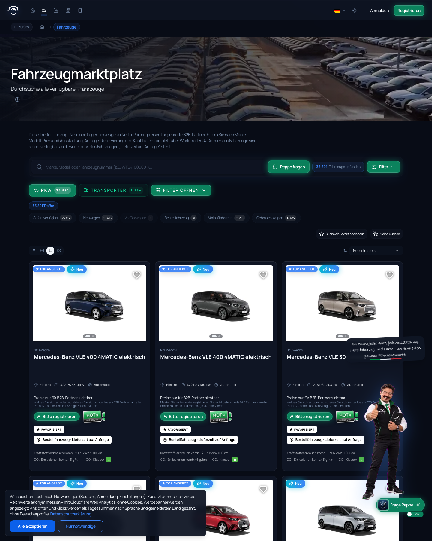 WorldTrader24 Fahrzeugsuche Snapshot