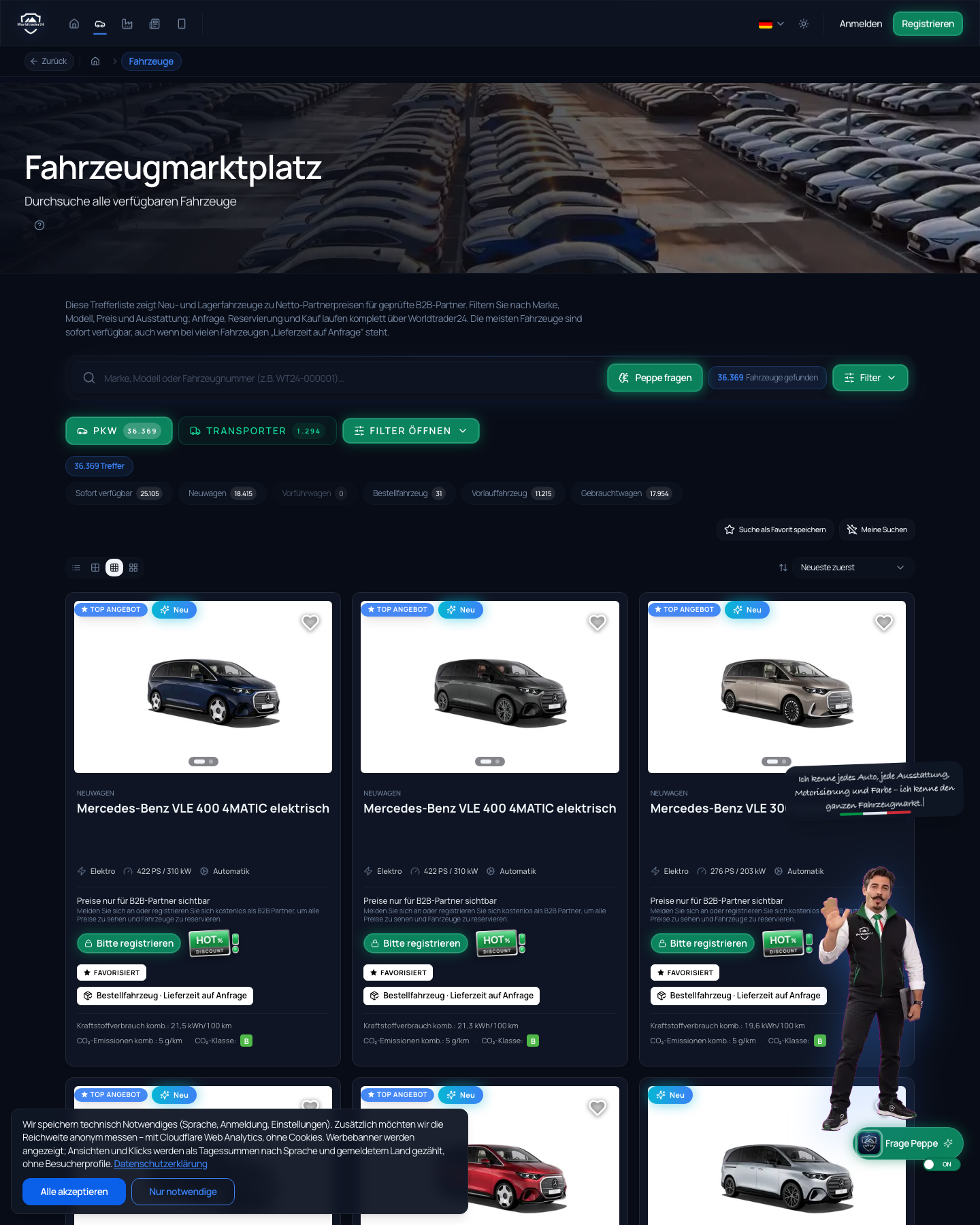 WorldTrader24 Fahrzeugsuche Snapshot
